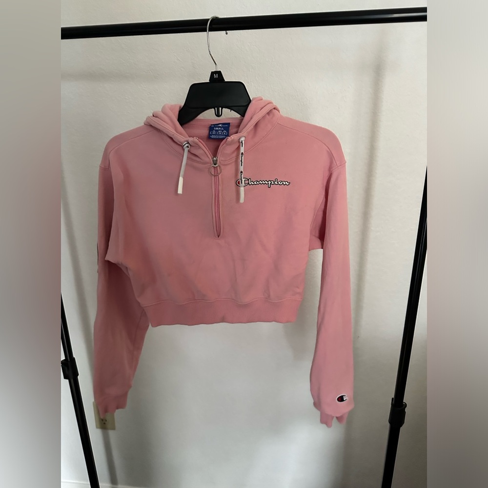 Pink Champion Crop Hoodie